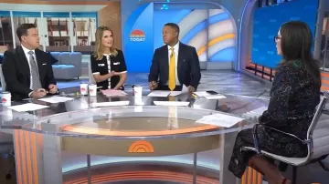 Sandro Print Midi Dress worn by Savannah Guthrie as seen in Today on February 6, 2025