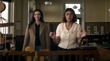 For Love & Lemons Olina Crochet Cardigan worn by Chrissy Beppo (Sofia Hasmik) as seen in Superman & Lois (S04E07)