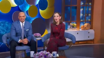 Vestido midi Reformation Tommie Knit usado por Eva Pilgrim como se vio en Good Morning America el 4 de febrero de 2025