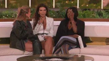 Mugler Black & Blue Spiral Leggings worn by Catherine Agbaje as seen in Love Island: All Stars (S02E17)