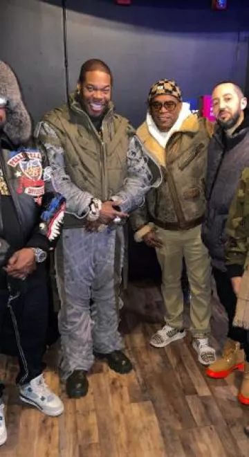 Who Decides War Grey Leather Strap Interwoven Pants worn by Busta Rhymes on the Instagram account @bustarhymes