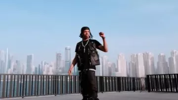 Rick Owens Chaleco cargo de cuero negro 'ampollado' usado por Lil Baby en Lil Baby - So Sorry