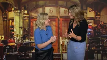 J. Crew Brushed Cashmere Short-sleeve Sweater-polo worn by Amy Poehler as seen in Today with Hoda & Jenna on February 10, 2025