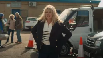 Mango Striped Zip Sweater worn by Amanda (Lucy Punch) as seen in Amandaland (S01E02)