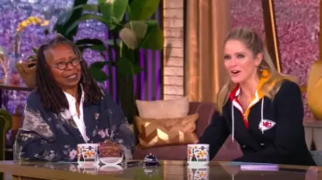 R13 Black Shredded Seam Drop Neck Shirt worn by Whoopi Goldberg as seen in The View on February 7, 2025