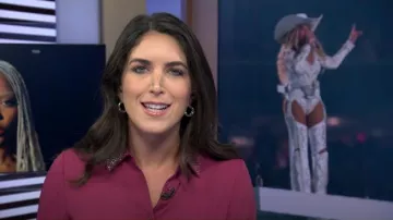 Halogen Rhinestone Accent Button-Up Shirt worn by Liz Kreutz as seen in Today on February 11, 2025