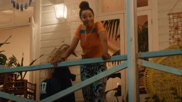 Sixth June Straight Leg Printed Jeans in Black worn by Chanelle McAuliffe (Aisha Dee) as seen in Apple Cider Vinegar (S01E03)