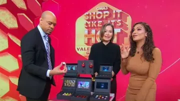 The Drop Fernanda Bell Sleeve Ribbed Sweater Dress worn by Milly Almodovar as seen in Good Morning America on February 11, 2025