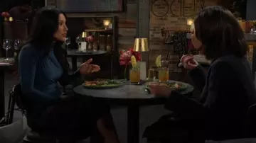 Naked Wardrobe Drama Ruched Long Sleeve Ribbed Body-Con Bodysuit worn by  Audra Charles(Zuleyka Silver) as seen in The Young and the Restless on February 3, 2025