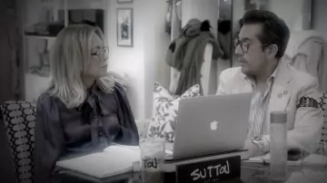 Zimmermann Silk Neck Tie Blouse worn by Sutton Stracke as seen in The Real Housewives of Beverly Hills (S14E11)