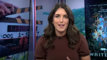 French Connection Vhari Short Sleeve Sweater worn by Liz Kreutz as seen in Today on February 12, 2025