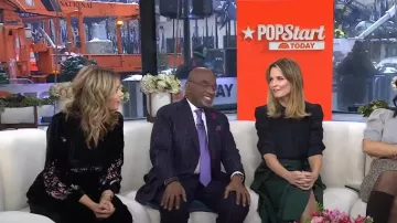 Vestido de terciopelo bordado de Rixo Emory usado por Jenna Bush Hager como se ve en Today el 12 de febrero de 2025