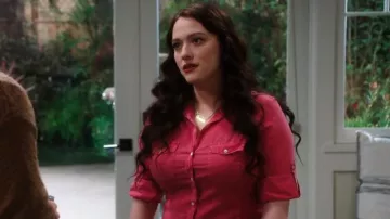 James Perse Sheer Panel Shirt In Raspberry worn by Riley (Kat Dennings) as seen in Shifting Gears (S01E05)