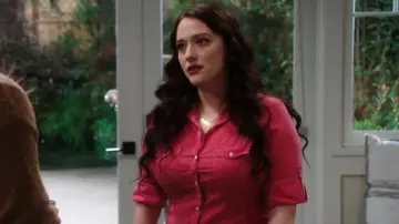 James Perse Sheer Panel Shirt In Raspberry worn by Riley (Kat Dennings) as seen in Shifting Gears (S01E05)