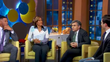 3.1 Phillip Lim Classic Collar Shirt With Satin Lapel worn by Robin Roberts as seen in Good Morning America on February 12, 2025