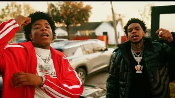 Vetements Red V-Oval Logo Track Jacket worn by Yungeen Ace in Yungeen Ace - Battling Ft. Lil Poppa (Official Music Video)