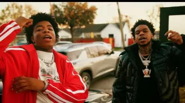 Balenciaga Off-White Stencil 'Political Campaign' T-Shirt worn by Yungeen Ace in Yungeen Ace - Battling Ft. Lil Poppa (Official Music Video)