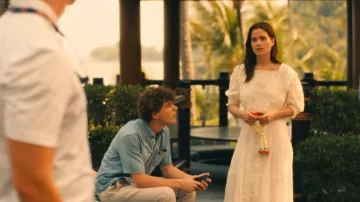 Vestido midi de gasa de algodón de Ralph Lauren usado por Piper Ratliff (Sarah Catherine Hook) como se ve en The White Lotus (T03E01)