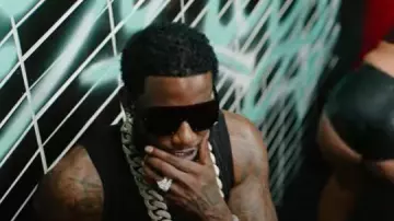 Gucci Black Upside-Down Mask Sunglasses (GG1637S) worn by Gucci Mane in Gucci Mane - Preference [Official Music Video]