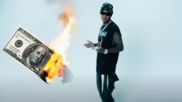 Palace x Vivienne Westwood Black Allover Logo Beanie worn by Tyga in Tyga - My Turn [Official Video]