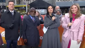 Sergio Hudson Abrigo de mohair con cinturón y mezcla de lana usado por Jenna Bush Hager como se ve en Today el 13 de febrero de 2025