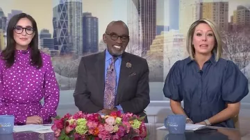 Eliza J Puff Sleeve Shirtdress in Denim worn by Dylan Dreyer as seen in Today on February 13, 2025