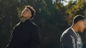 Prada Dark Brown Denim Bomber Jacket worn by NLE Choppa in CAN WE LIVE? (feat. B.O.A. Mook)