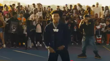 Supreme Blue Diamond Flocked Denim Jacket worn by NLE Choppa in CAN WE LIVE? (feat. B.O.A. Mook)