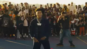 Supreme Blue Diamond Flocked Jeans worn by NLE Choppa in CAN WE LIVE? (feat. B.O.A. Mook)