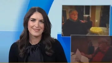 Favorite Daughter The Take a Bow Cardigan worn by Liz Kreutz as seen in Today on  February 14, 2025