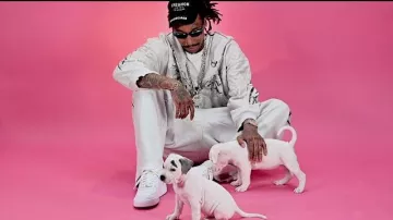 Balenciaga White Tacky Tattoo Print Zip Hoodie worn by Wiz Khalifa in Wiz Khalifa - In The Sky Freestyle [Official Music Video]