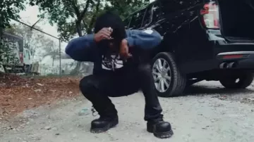 Purple Brand Black Coated 'P004' Flared Jeans worn by Jack Boy in Jackboy - Woo Lady (Official Video)