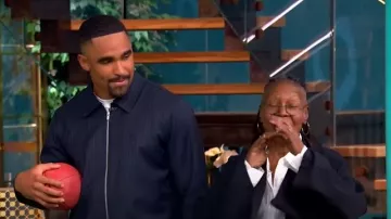 Kith Double Weave Full Zip Coaches Jacket worn by Jalen Hurts as seen in The View on February 13, 2025