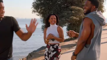 Sanctuary Femme Le pantalon taille haute imprimé en lin mélangé doux porté par l’entraîneur Montes (Alexandra Barreto) comme on le voit dans All American (S07E01)