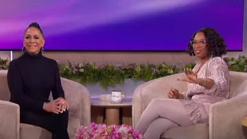 Maje Lurex Draped Dress worn by Jennifer Hudson as seen in The Jennifer Hudson Show on February 3, 2025