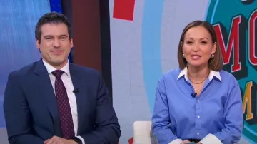 Polo Ralph Lauren Camisa de algodón de corte relajado en azul Chopin usada por Eva Pilgrim como se vio en Good Morning America el 17 de febrero de 2025