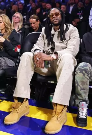 Louis Vuitton x Timberland 6" Boot 'Wheat' worn by 2 Chainz on the Instagram account @nbafashionfits