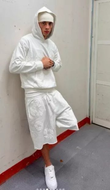 Denim Tears All White Cotton Wreath Hoodie worn by Central Cee on the Instagram account @centralcee