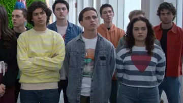 Sundry Cropped Heart Striped Sweatshirt worn by Samantha LaRusso (Mary Mouser) as seen in Cobra Kai (S06E10)