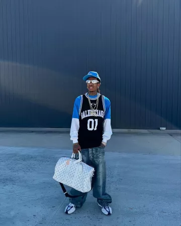 Balenciaga Black & Blue Layered Basketball Jersey worn by Wiz Khalifa on the Instagram account @wizkhalifa