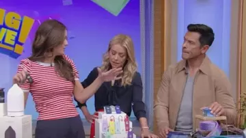 Maeve Puff-Sleeve Striped Top worn by Monica Mangini as seen in LIVE with Kelly and Mark on February 13, 2025