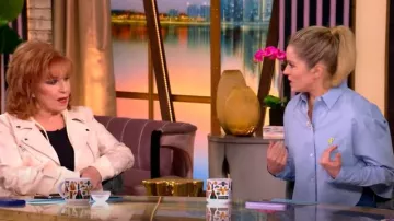 TWP Little Big Joe Cropped Oxford Shirt worn by Sara Haines as seen in The View on February 19, 2025