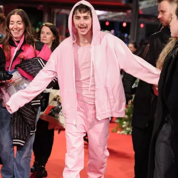 Berlin Film Festival Pink Chrome Hearts Hoodie of Timothée Chalamet on the Instagram account @gq