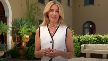 Maje Contrasting Tweed Waistcoat worn by Cat Deeley as seen in The Joe Schmo Show (S01E01)