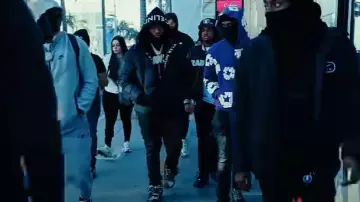 Moncler Black 'Moncla' Down Jacket worn by EBK Jaaybo in EBK Jaaybo - The Biggest G (First Day Out) [Official Music Video]