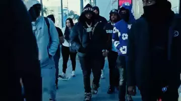 Celine Black Hood-Logo Zip Hoodie worn by EBK Jaaybo in EBK Jaaybo - The Biggest G (First Day Out) [Official Music Video]