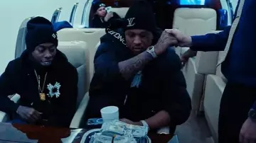 Louis Vuitton Black 'Only LV' Beanie worn by EBK Jaaybo in EBK Jaaybo - The Biggest G (First Day Out) [Official Music Video]