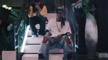 Balenciaga Light Blue Super Baggy Destroyed Jeans worn by Wiz Khalifa in Wiz Khalifa, Plaqueboy Max - Again [Official Music Video]