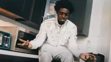 Palm Angels Silver Laminated Leather Track Jacket worn by Kodak Black in Kodak Black - Maybach Van ft. TTO K.T. [Official Music Video]