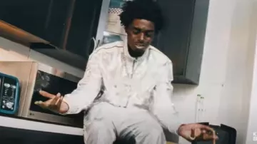 Palm Angels Silver Laminated Leather Trackpants worn by Kodak Black in Kodak Black - Maybach Van ft. TTO K.T. [Official Music Video]